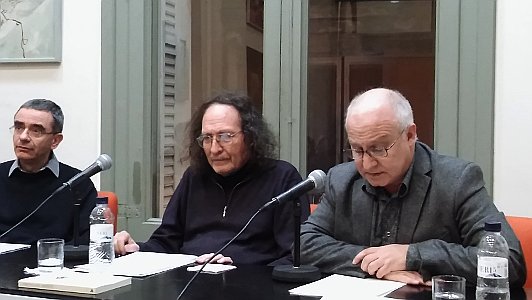 Taula de l'acte- JM Ripoll, J.Vintró i Ricard Ripoll